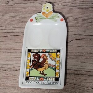 Susan Marie McChesney 1982 Rooster Egg spoom Holder Dish Japan trinket kitchen